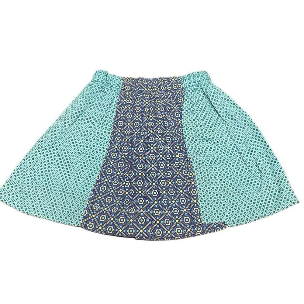 Baby Gap Blue Aqua Geometric Print Patchwork Panel Skirt Size 3T EUC